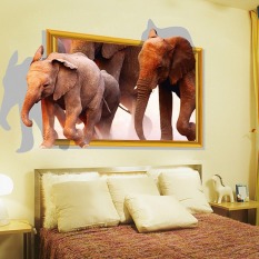 3D gajah Afrika PVC stiker dinding rumah stiker dinding vinil Paper House dekorasi WallPaper ruang tamu kamar tidur dapur gambar seni diseduh sendiri untuk anak remaja dewasa bayi Senior bibit - International