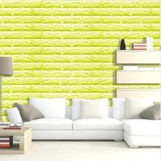 3D Pola Batu Bata Wallpaper Kamar Tidur Ruang Tamu Modern Dinding Latar Belakang TV Decor (Hijau)-Intl