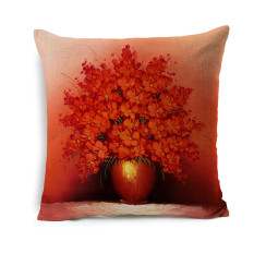 3D Dicetak Oranye Vas Bunga Yang Elegan Cushion Bantal Cover Colorful Polyester Cotton Linen Sofa Bantal Kasus