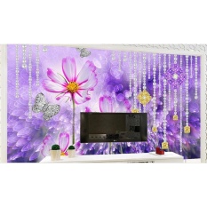 3D Dinding Mural Wallpaper TV Backdrop Custom 3D Dinding Kertas untuk Ruang Tamu Girl Heart Pearl Daisy Wallpaper Dinding Bata -Intl