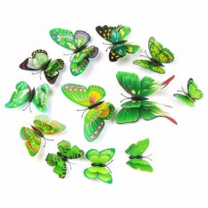 3D Wall Sticker Hiasan Dinding Kupu-Kupu Isabel Stiker Hias Butterfly 12 Pcs - Hijau