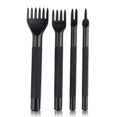 4 Style Leather Craft Hole Punch Tools Diamond Point Chisel DIY Tool Black