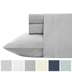 400 Thread Count 100% Cotton Sheet Set, Mutiara Merokok Queen Sheets 4 Piece Set, Long-Staple Combed Katun Alami Murni Bedsheets, Lembut & Sateen Sutra Halus Oleh California Design Den-Intl