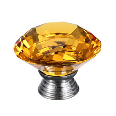 40mm Bentuk Diamond Kristal Kaca Lemari Kabinet Kenop Pintu Menangani Amber