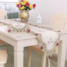 40x150 Cm Gaya Eropa Hollow Bordir Table Runner dengan Tassel Meja Teh Bendera Home Decorative Kabinet TV Cover -Intl