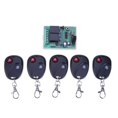 433MHZ 2 Relay Wireless Remote Control Switch+5pcs Two Keys Remote Controls(Multicolor)-12v - intl