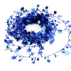 4 Ever 1 Pcs 5 M Pohon Natal Hanging Star Pine Garland Dekorasi Natal Ornamen Bintang Menari Putri Wreath (Biru) -Intl