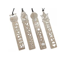 4 Pcs Bookmark Stensil Stainless Steel Hollow Drawing Template Ikon Alat DIY Foto Album/Diary/Letter Aksesoris Ruler (Balon + Ikan + Kuda + Burung) -Intl