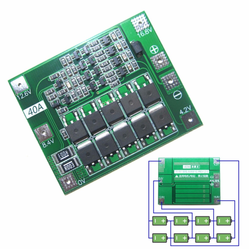 4S 40A Li.-ion Li.thium Ba.ttery 18650 Charger PCB Protection Board For Drill Mo.tor 14.8V 16.8V - intl
