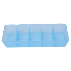 5 Grid Organizer Dasi Bra Kaus Kaki Laci Kosmetik Pembagi Plastik Penyimpanan Kotak Biru Muda-Internasional