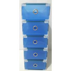 5 pcs Kotak sepatu slide biru dengan metal list, ring dan sudut plastik - Size M