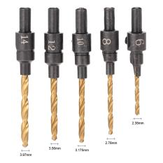 5pcs Countersink Drill Cone Bit Set #6 #8 #10 #12 #14 Quick Change Hex Shank For Woodworking Screw Carpentry Reamer Chamfer - intl