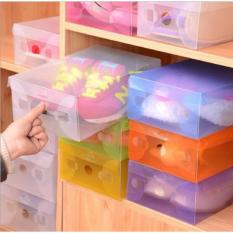 6 Buah Kotak Sepatu Transparan Anti Dust / Anti Jamur - Multicolour
