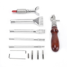 6 Pcs/set Kerajinan Kulit Punch Tools Kit Jahitan Ukir Bekerja Jahit Pelana Groover-Intl