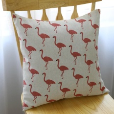 60X60 Cm A Eropa Katun Linen Tahan Bantal Cute Flamingo Cetak Sarung Bantal-Internasional