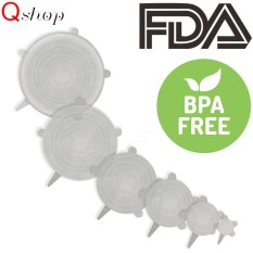 【6pcs】q-Shop Universal Silikon Saran Membungkus Makanan Bowl Pot Tutup, multi Ukuran Wadah Dapat Digunakan Kembali Meliputi Pot Kaleng Mangkuk Mug dan Stoples Tukang Batu, Melestarikan Makanan, dishwasher dan Pembeku Aman-Internasional