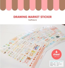 6 Lembar Washi Menggambar Pasar Perencana Diary Deco Stiker Transparan Buku Tempel-Internasional