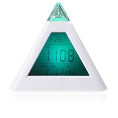 7 LED Color Changing Pyramid Digital LCD Snooze Alarm ClockTriangleThermometer C/F-Intl