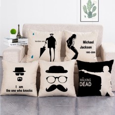 7 Pcs Jackson Beard and the Wind Hat Cotton Pillowcase Fabric Home Furnishing Sofa Cushion(Linen) - intl