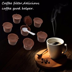 7 Pcs Refillable Kapsul Kopi Cups Coffee Filter Keranjang dengan Sendok Plastik untuk DOLCE GUSTO Reusable Brewers Refill Cup Filter -Intl