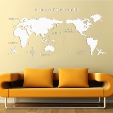 800*375mm Peta Dunia 3D Removable Crystal Akrilik Wall Stiker Dekorasi Rumah Putih-Internasional