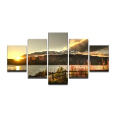 8x14inX2 8x18inX2 8x22inX1 Beach Ocean Sunset Tanaman Bunga Shore Coast Gelombang Laut Sky Awan Lanskap Hills Cloth Silk Art Wall Poster dan Cetakan (Bingkai) -Intl