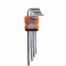 9 Pcs Hex Key Tangan Alat Di Dalam Force Kepala Bola Panjang Hex Wrench Segi Enam Set Perangkat Keras Tools1.5, 2, 2.5, 3,4, 5,6, 8,10mm HW271-Intl