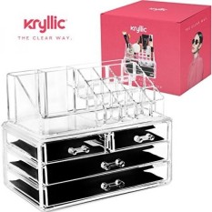 Akrilik Riasan Perhiasan Cosmetic Organizer-Set dari 4 Laci Ekstra Dalam Yang Terbuka & Dekat dengan Mudah dengan Seprate Stackable lipstik & Nailpolish Penahan & Dibuat dengan Kualitas Terbaik Kuat Tebal Akrilik-Internasional