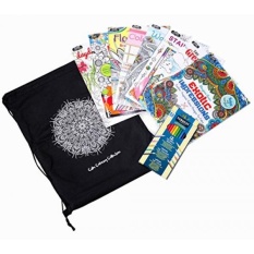 Adult Coloring Book Complete Kit - Includes 8 Stress Relieving Coloring Books, Colored Pencils and Henna Mandala Carrying Bag