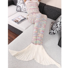 Warna-warna-warni Buatan Tangan Rajutan Renda Dewasa Bentuk Ekor Putri Duyung Selimut Tidur Selimut Sofa-Internasional