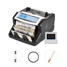 Aibecy Multi Mata Uang Uang Kertas Counter dengan UV/MT/MG/IR/DD Penerima Tagihan Palsu Otomatis Uang Kas Mesin Penghitung 15 Tombol Layar LCD Layar Eksternal untuk Dolar AS Euro Pound AUD HKD Rubel-Intl