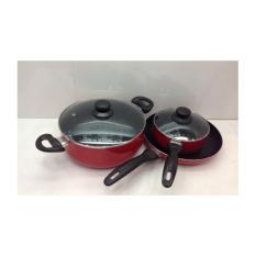 AirLux Panci Teflon Set Fry, Sauce, Caserole Pan - Merah