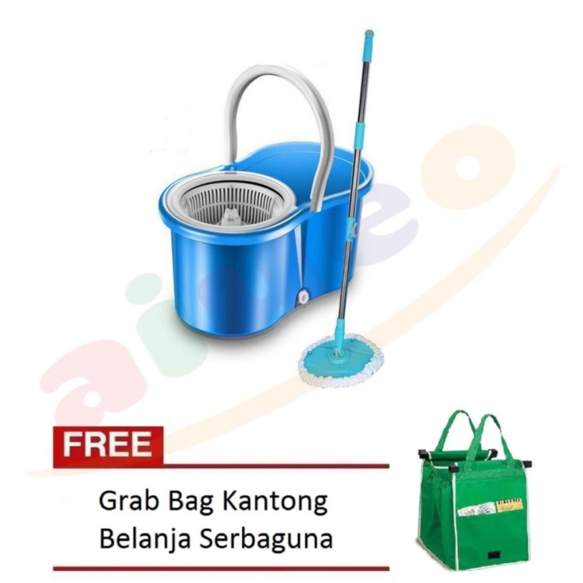 AIUEO Alat Pel Lantai Otomatis - Biru Bundling Grab Bag Kantong Belanja Serbaguna