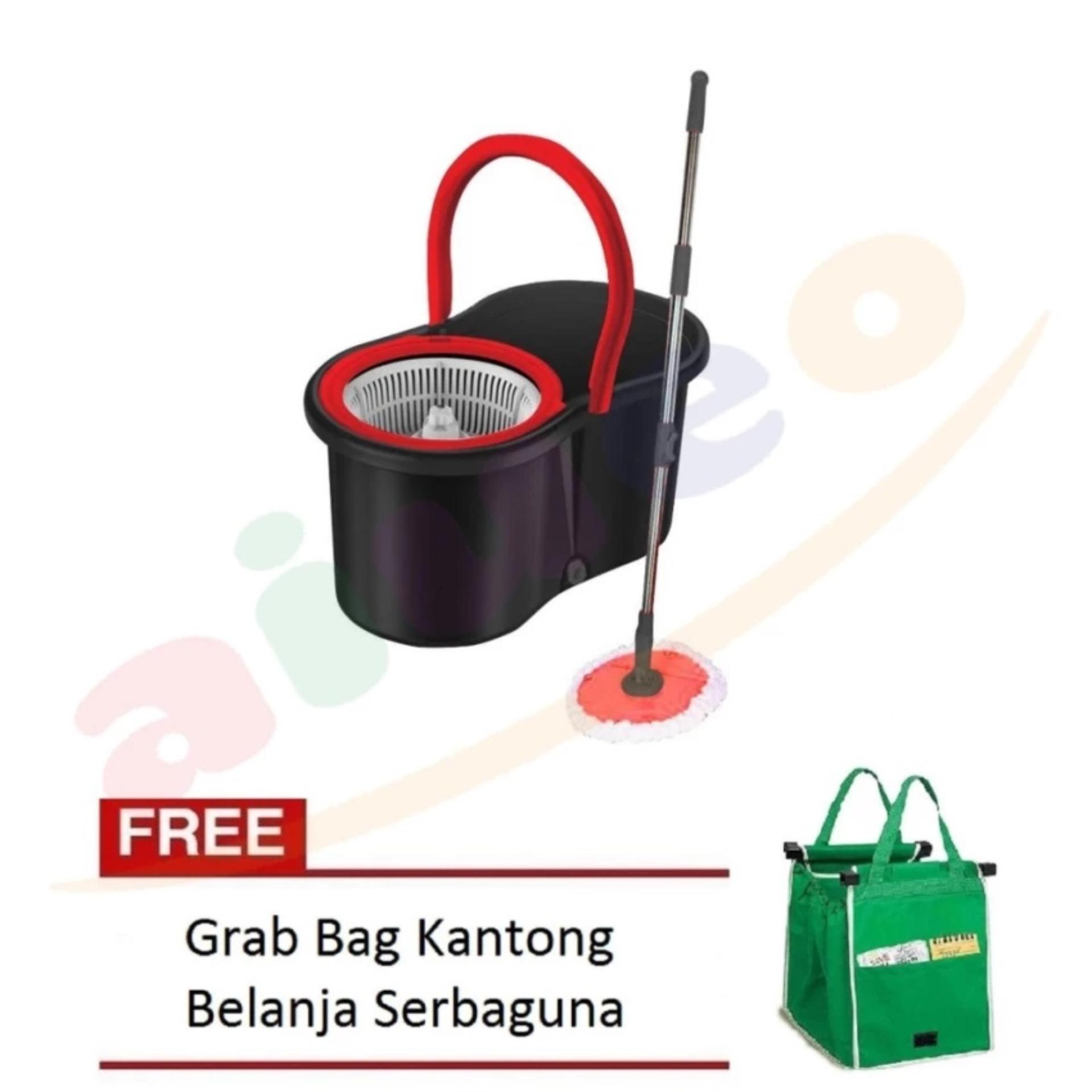 AIUEO Alat Pel Lantai Otomatis - Hitam Bundling Grab Bag Kantong Belanja Serbaguna