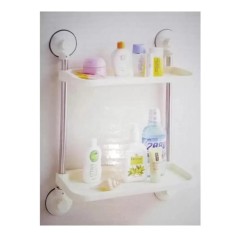 Aiueo Bathroom Storage Shelf Rack Organizer Suction Cup - Rak Tempat Penyimpanan Kamar Mandi - Putih