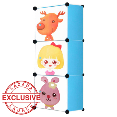 AIUEO Lemari Pakaian Motif Anak-anak 3 Pintu Type 3.1 - Biru