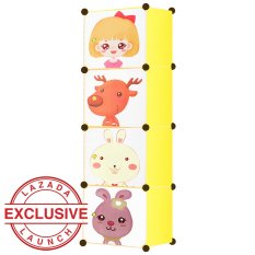AIUEO Lemari Pakaian Motif Anak-anak 4 Pintu Type 4.1 - Lime