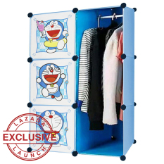 Angel Lemari Pakaian Motif Doraemon 3 Pintu 3 Kotak 1 Gantungan Type 6.28 - Biru