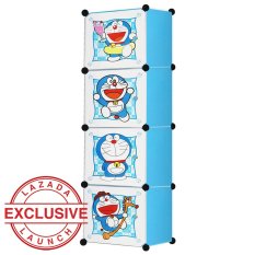 AIUEO Lemari Pakaian Motif Doraemon 4 Pintu Type 4.4 - Biru