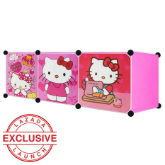 AIUEO Lemari Pakaian Motif Hello Kitty 3 Pintu Type 3.3 - Pink