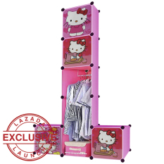 AIUEO Lemari Pakaian Motif Hello Kitty 4 Pintu 3 Kotak 1 Gantungan Type 7.50 - Pink
