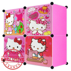 AIUEO Lemari Pakaian Motif Hello Kitty 4 Pintu Type 4.1 - Pink