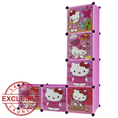 AIUEO Lemari Pakaian Motif Hello Kitty 6 Pintu Type 6.20 - Pink