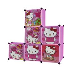 AIUEO Lemari Pakaian Motif Hello Kitty 6 Pintu Type 6.26 - Pink