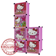 AIUEO Lemari Pakaian Motif Hello Kitty 6 Pintu Type 6.28 - Pink
