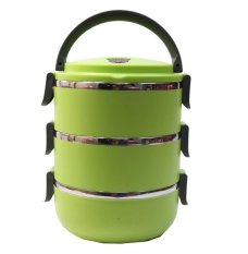 AIUEO Lunch Box Stainless Steel - Rantang 3 Susun - Green