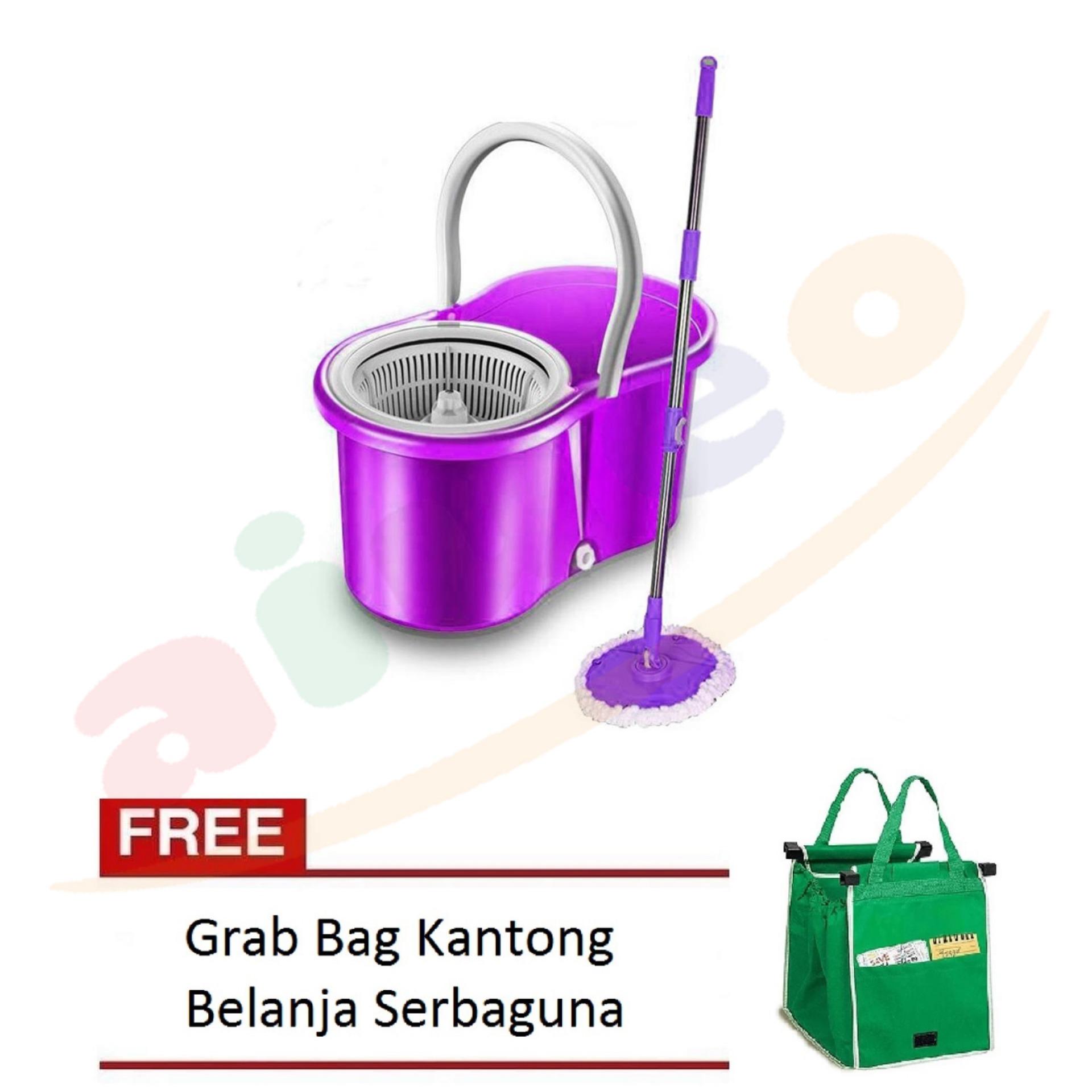 AIUEO Alat Pel Lantai Otomatis - Ungu Bundling Grab Bag Kantong Belanja Serbaguna