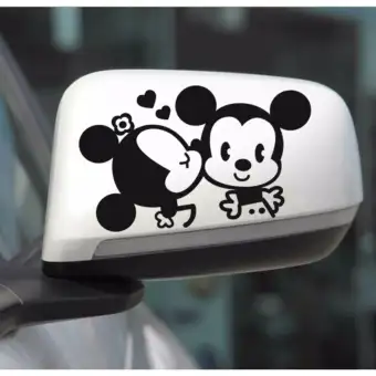Aksesoris Stiker Spion Mobil Mickey Minnie Kiss Lucu Car Decal