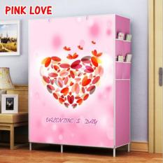 Almari pakaian furniture lemari baju lemari baju anak minimalis lemari pakaian anak murah Pink Love Double Rack