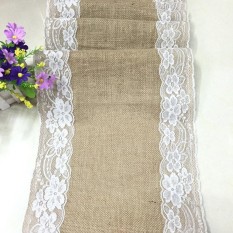 Amart Vintage Kain Rami Goni Taplak Meja Kain Bertali Meja Ruang Makan Gadget Dekorasi Rumah Aksesori (Ukuran: 30*180 Cm Renda Renda) -Intl